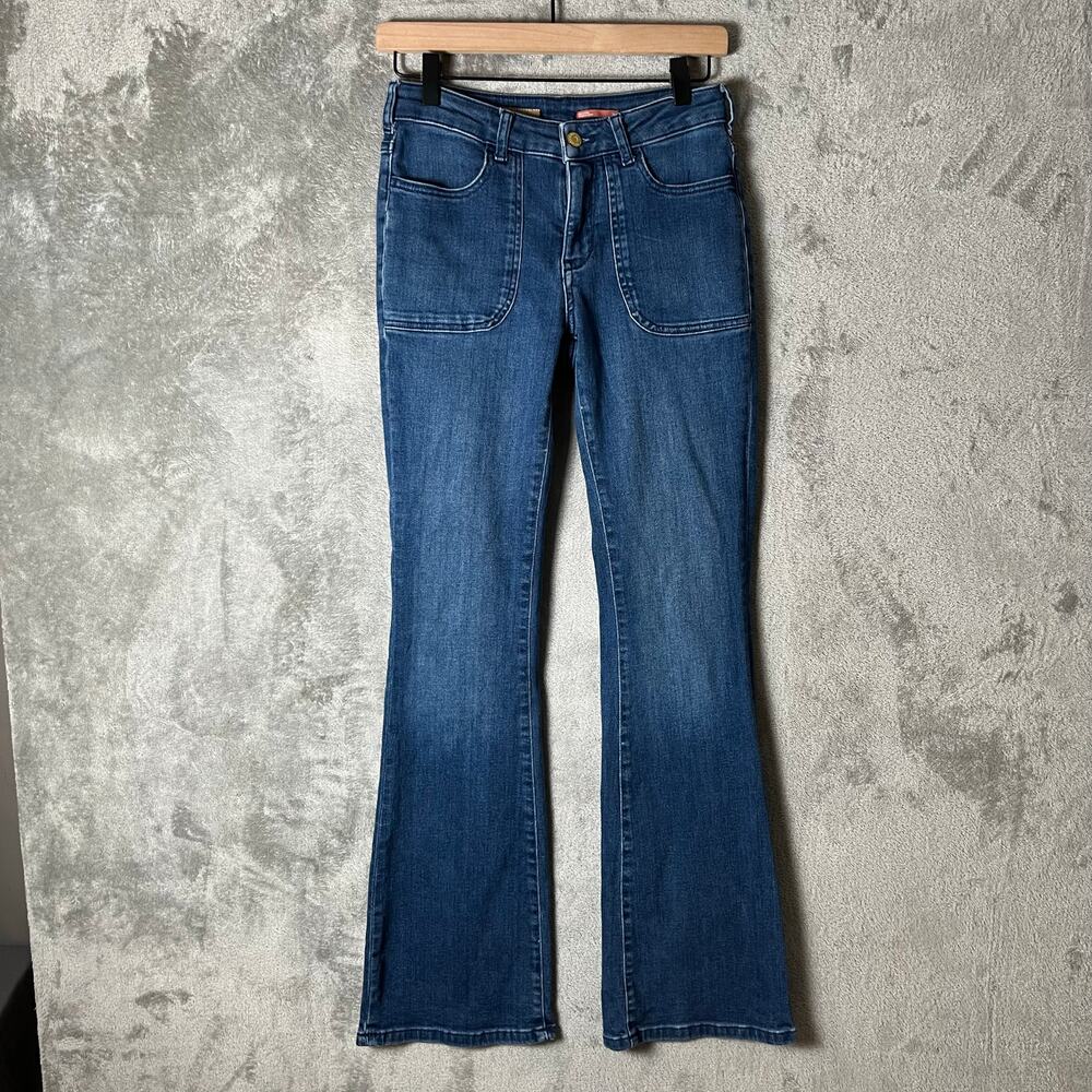 Pilcro The Demilune Boot Jeans Size 26 Patch Pocket Flare Bootcut Denim Rodeo